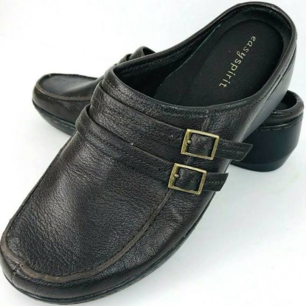 Easy Spirit Daytrip Black Leather Mules